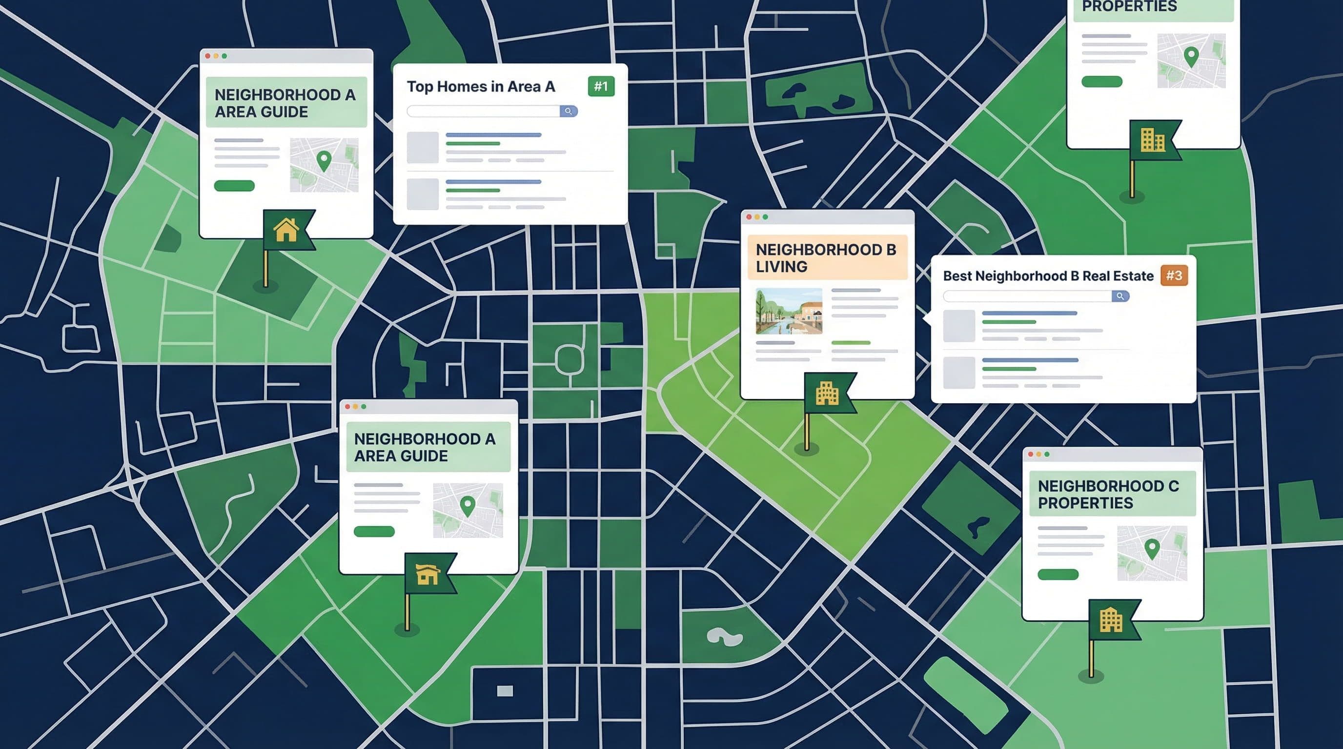 Real estate website area pages for local SEO