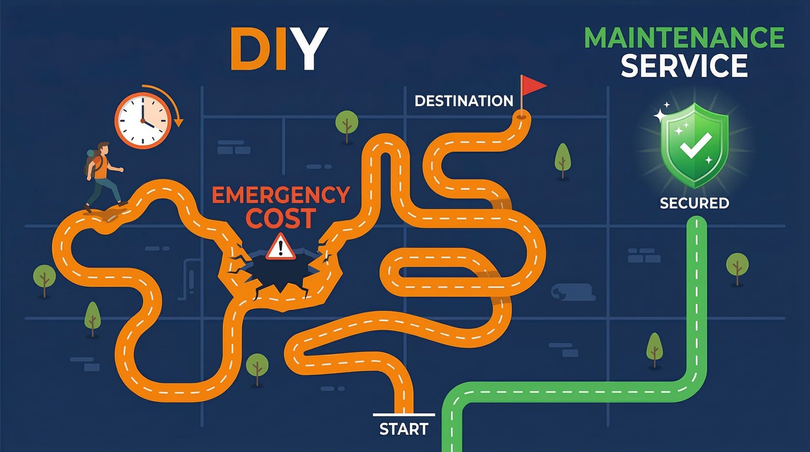 DIY WordPress maintenance vs paid maintenance service cost comparison for small business website owners