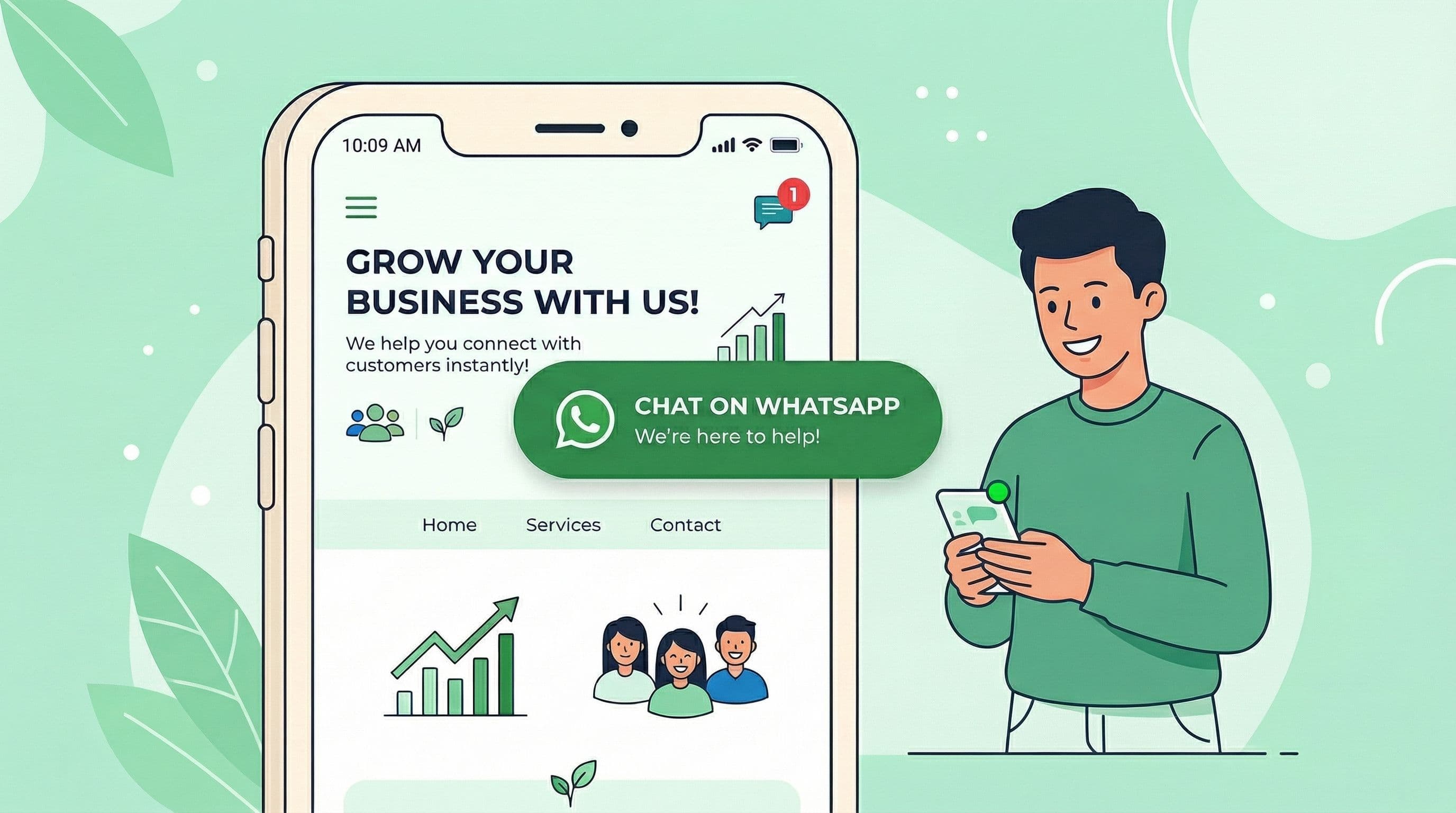 Dubai business website with WhatsApp button