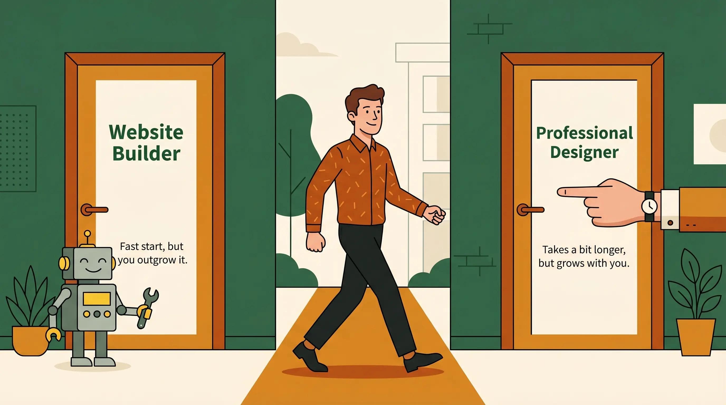 Choosing between website builder and professional designer